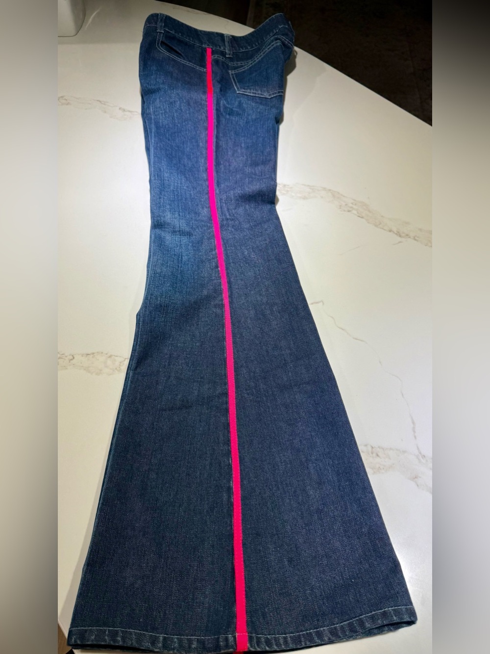 STELLA McCartney Dark Blue Denim Jeans with Pink Ribbon Accent, Size 28 - Picture 6 of 14